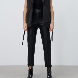 Zara- Faux Leather High Rise Straight Leg Pant